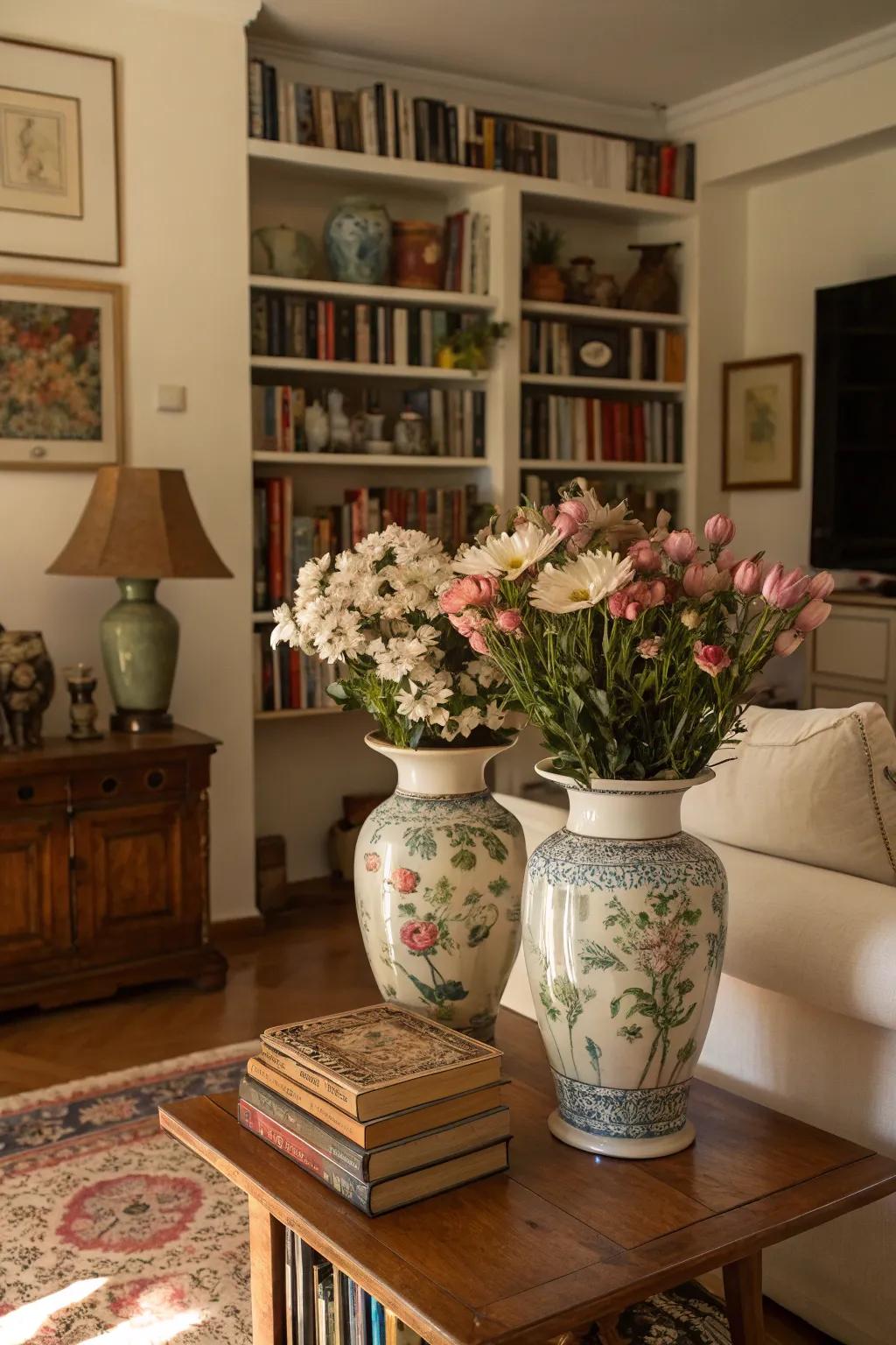 Vintage finds that lend a sense of history and personality to this fall-themed living room.