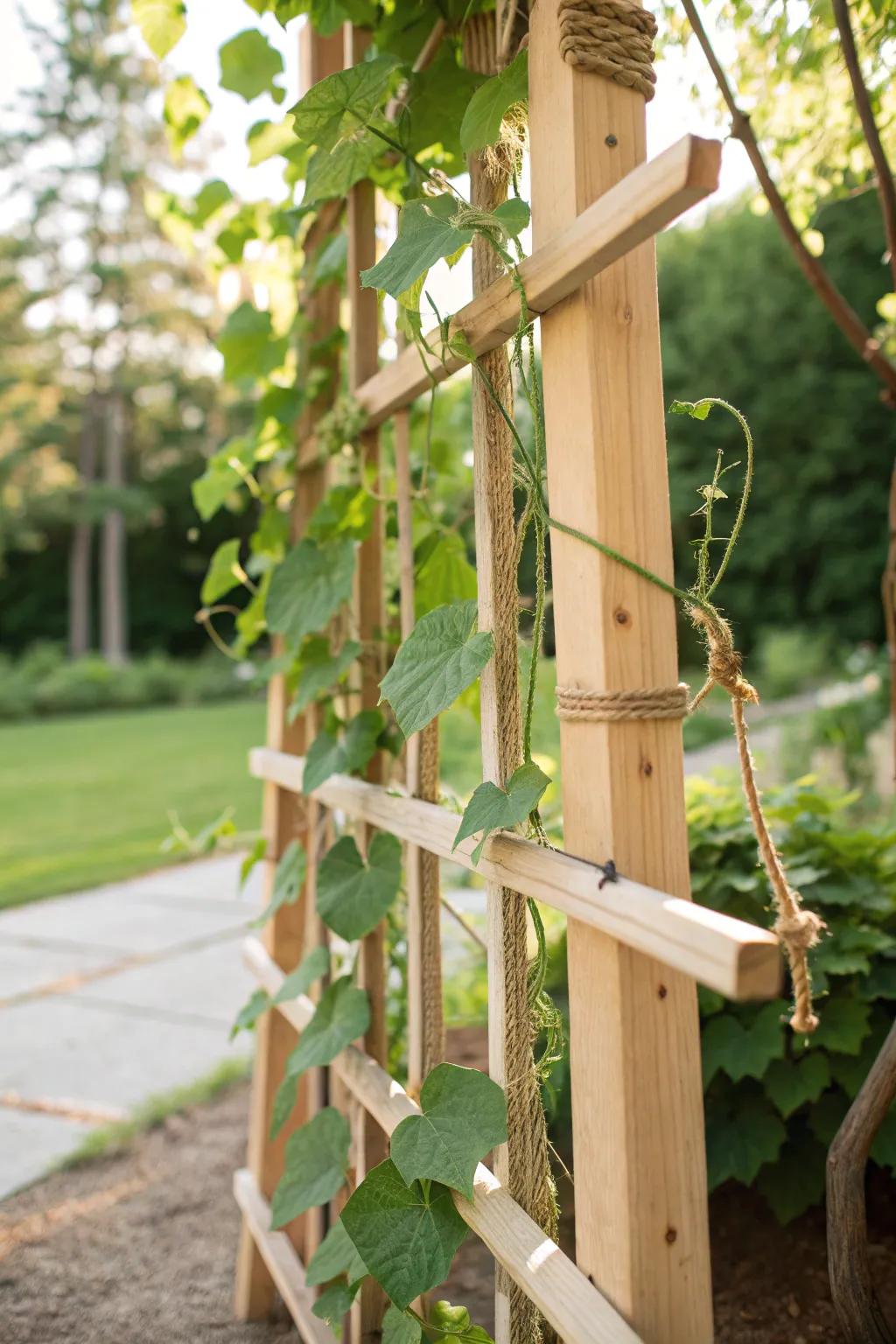 Elevate your garden with this DIY loofah trellis — where order meets beauty in a minimalist design!