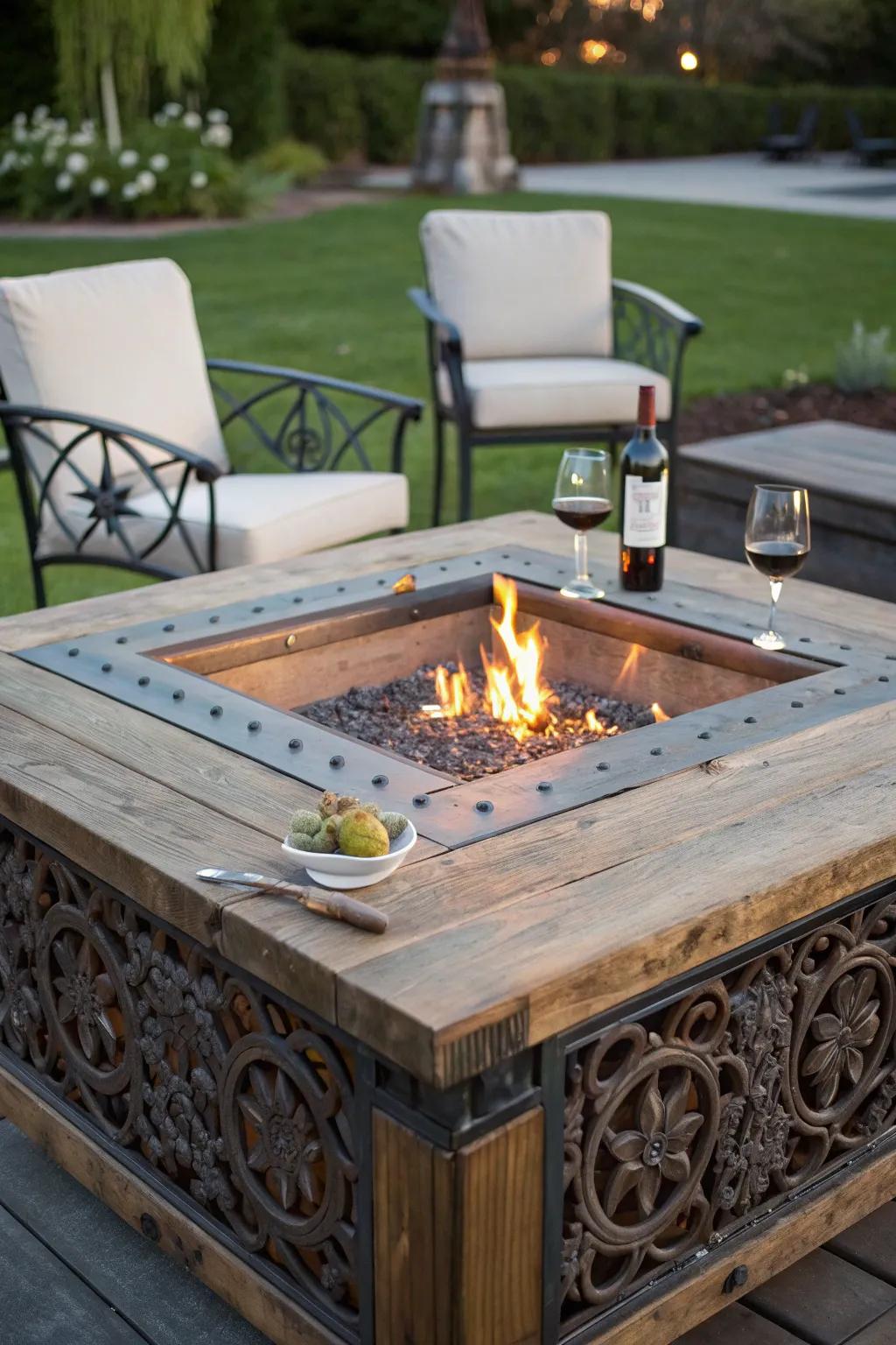 Gather around the elegance of a handcrafted fire pit table—where warmth meets style.