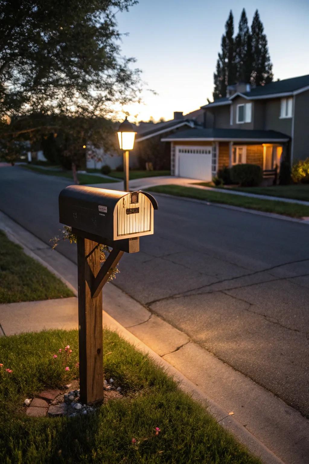 Solar lights add a warm glow and easy visibility to your mailbox