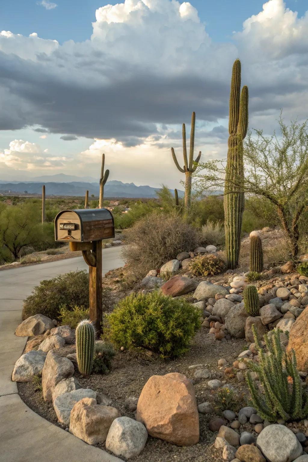 Thorns and stones forge a striking desert panorama.
