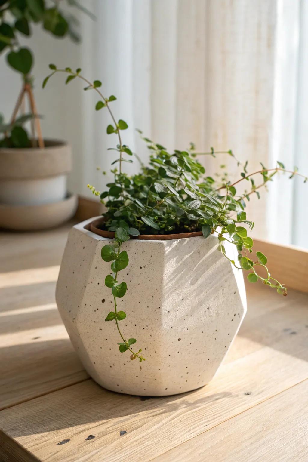 Embrace the beauty of imperfection with an irregular-shaped ceramic planter, where art meets nature.