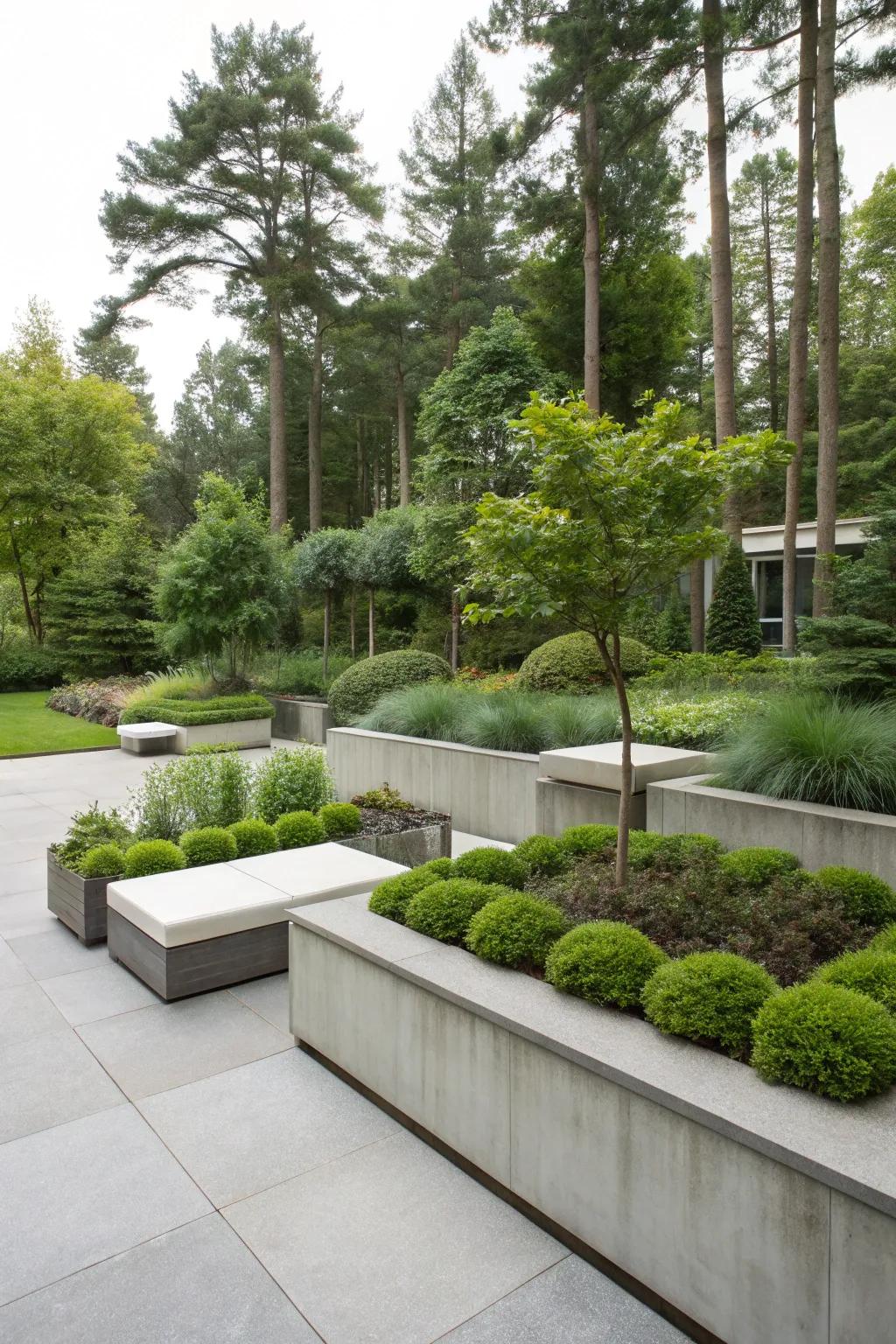 Concrete elements bring modern style to your garden.