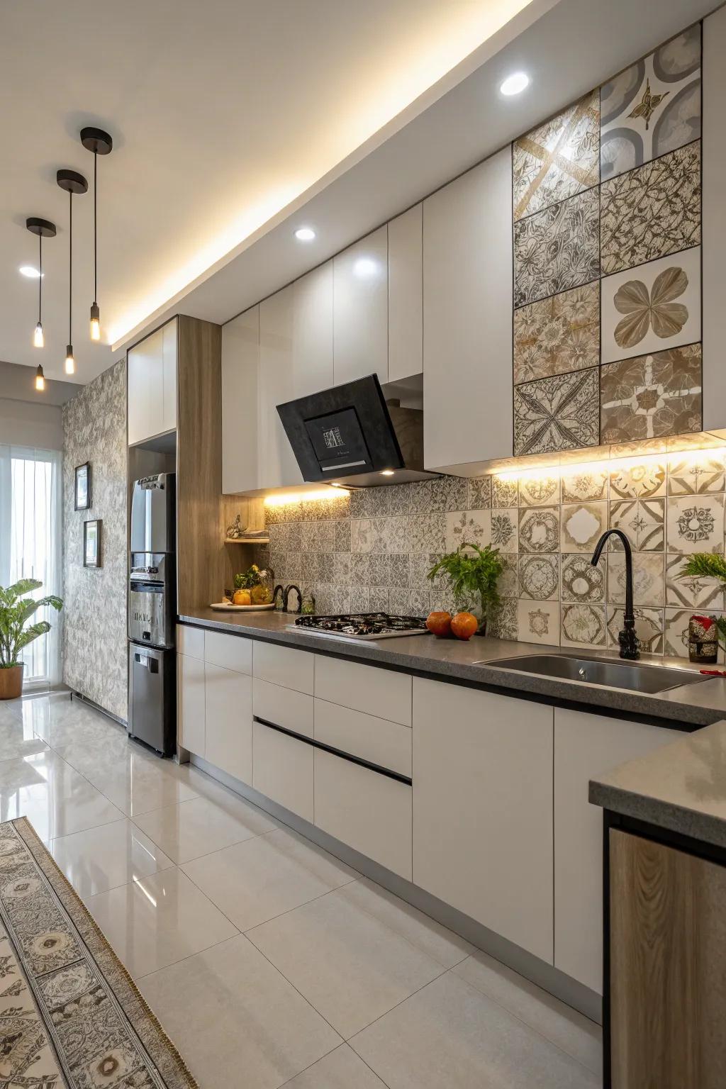 Layered sheet backsplashes offer an affordable tile look without the hassle.