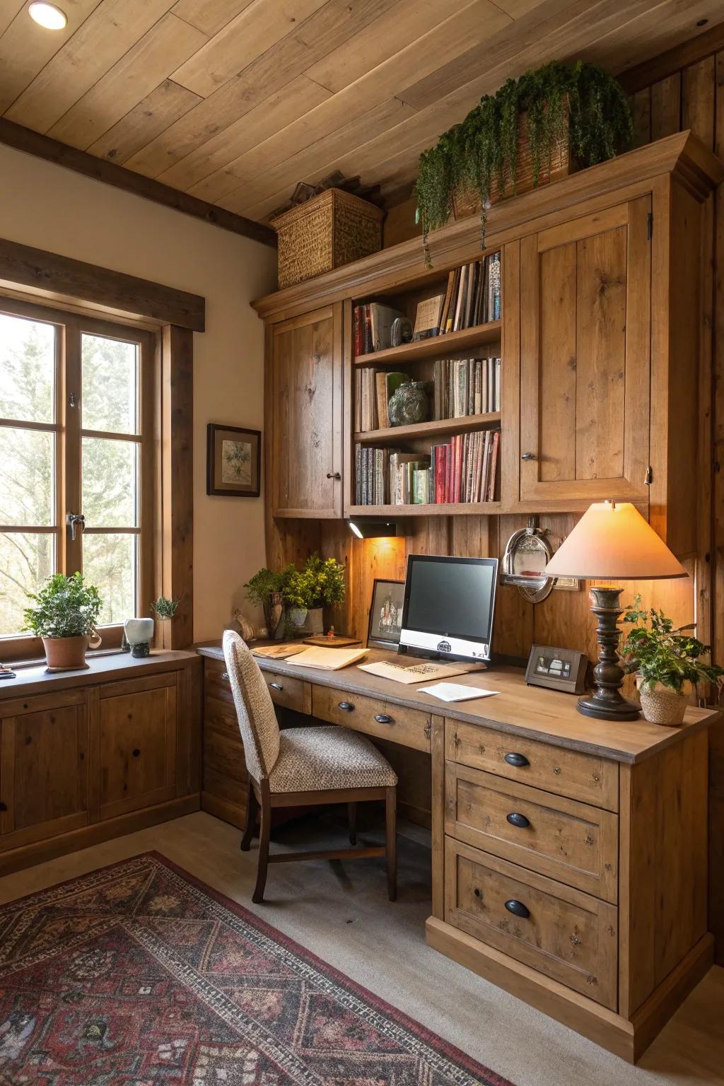 Inject warmth via natural timber units.