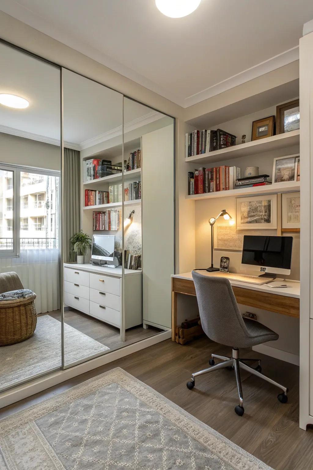 Mirrors amplify the sense of space and light in your office.
