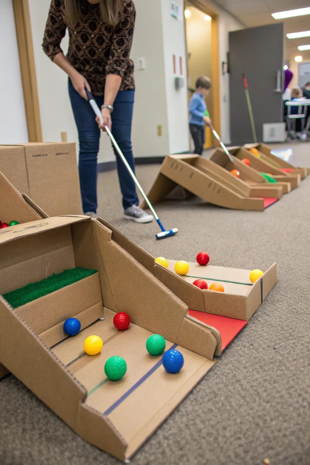 Craft eco-friendly ramps with recycled boxes.