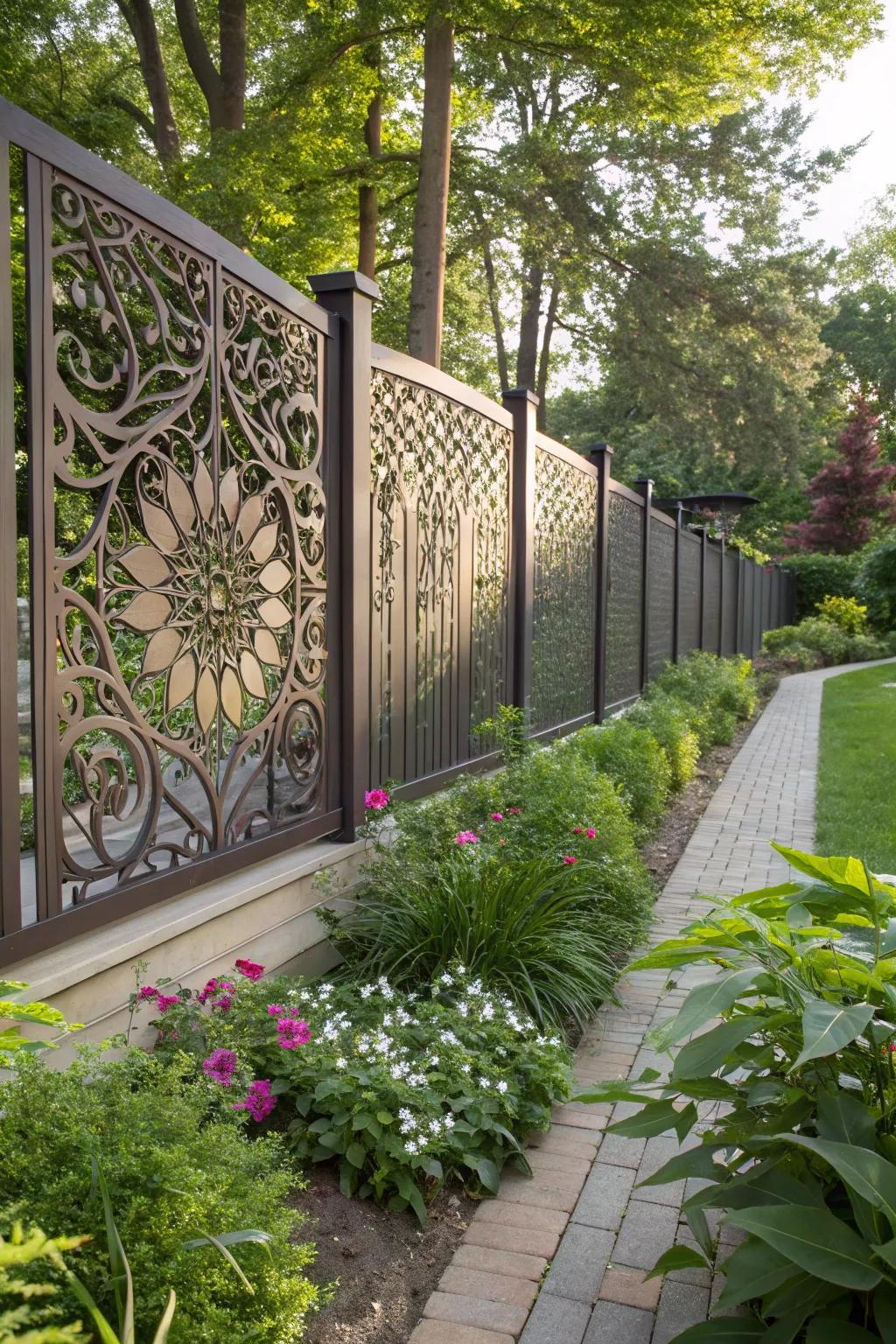 Transform your outdoor space with artistic metal board fencing.