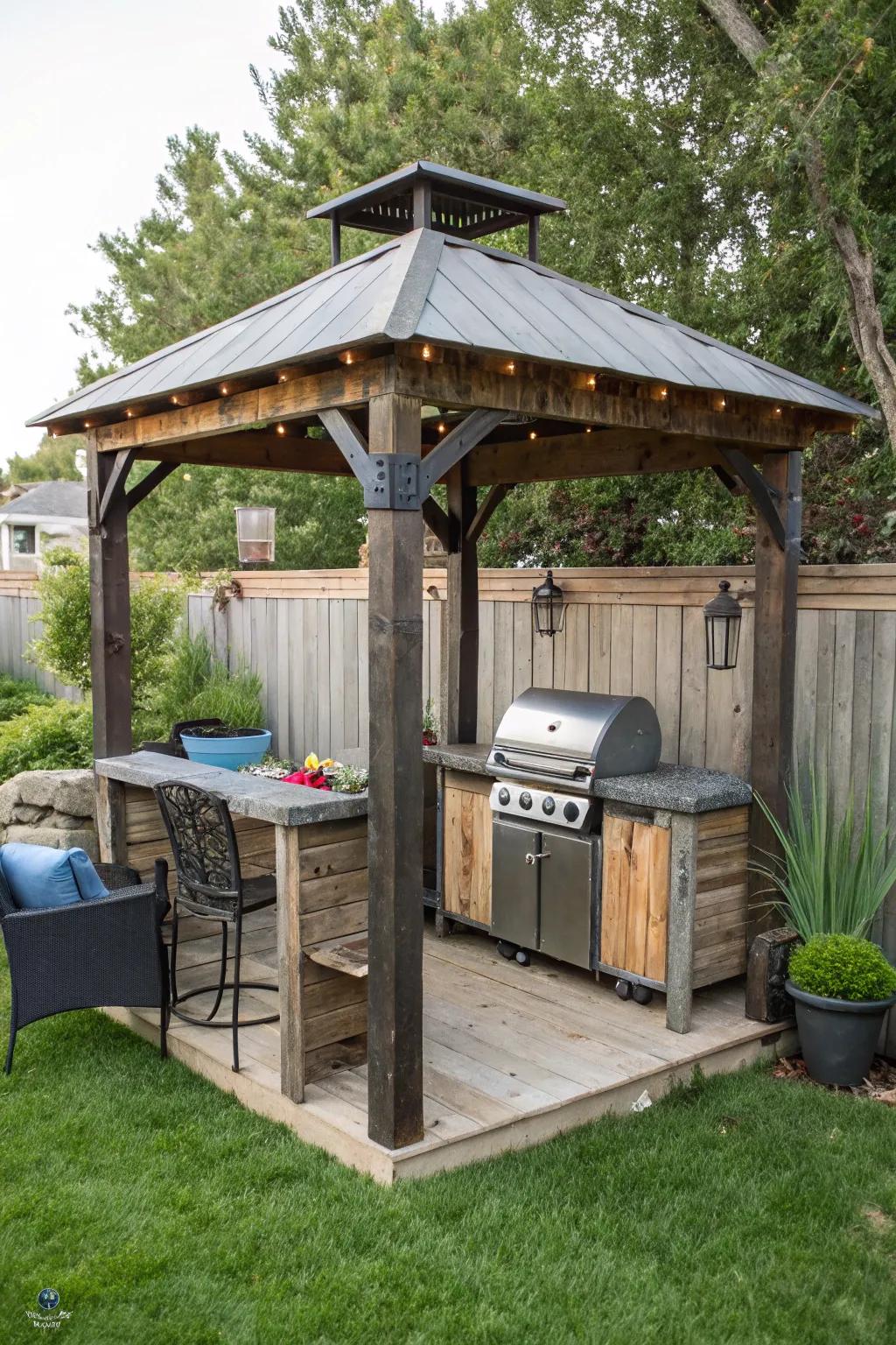 A DIY gazebo showcasing creativity and personalization in your grilling setup.