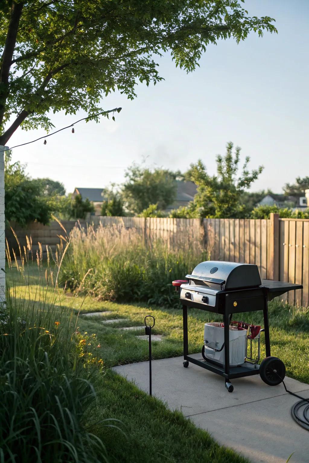 A portable grill allows for flexible entertaining in any space.