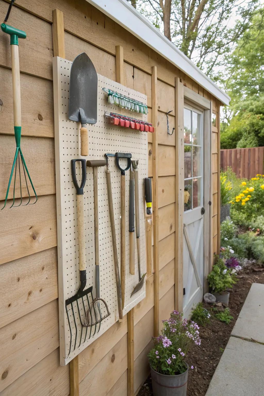 Efficient tool storage with a handy pegboard.