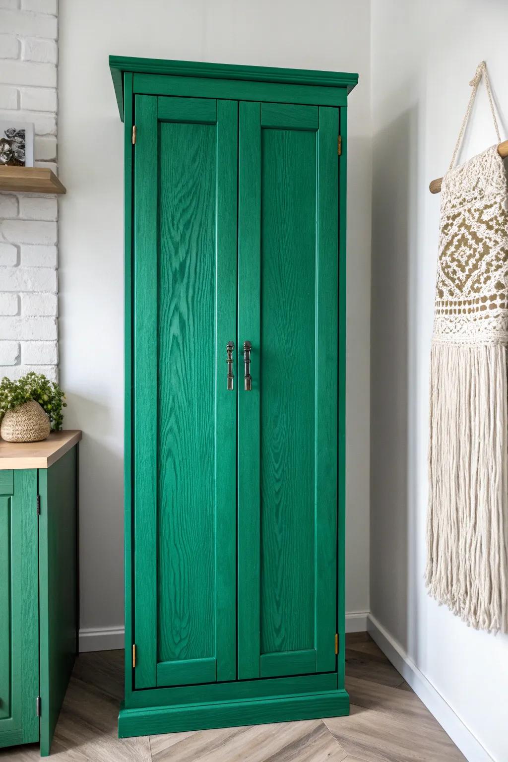 Transform your kitchen with a touch of elegance: Emerald Green Cabinet Makeover.