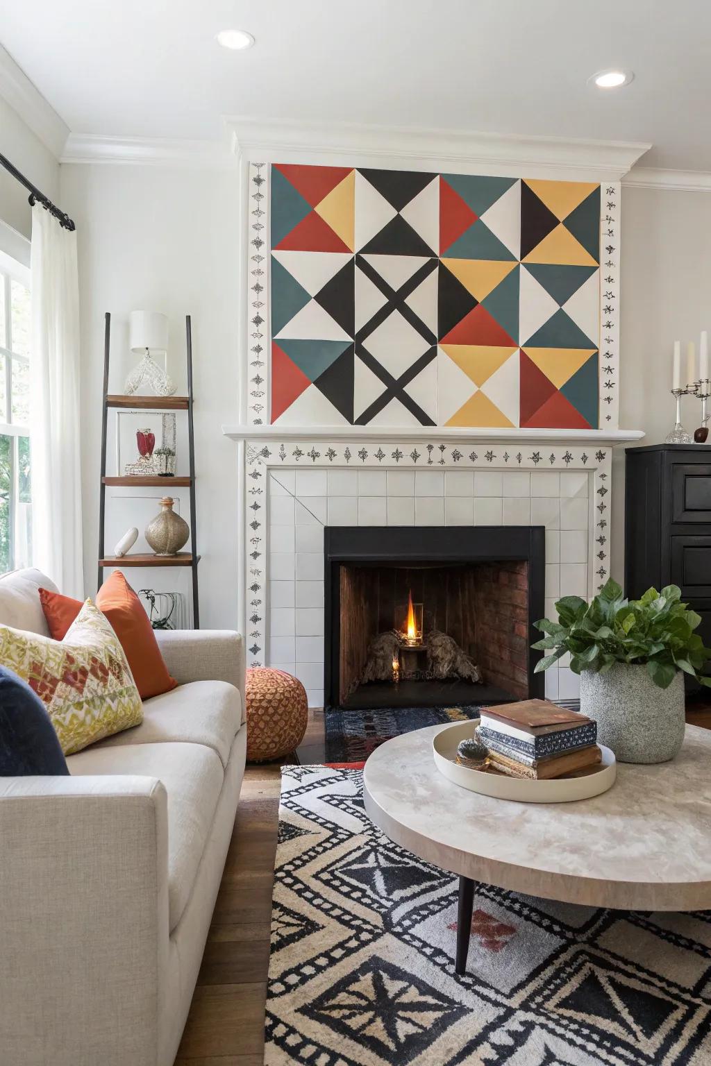 Bold geometric shapes add a striking modern look.