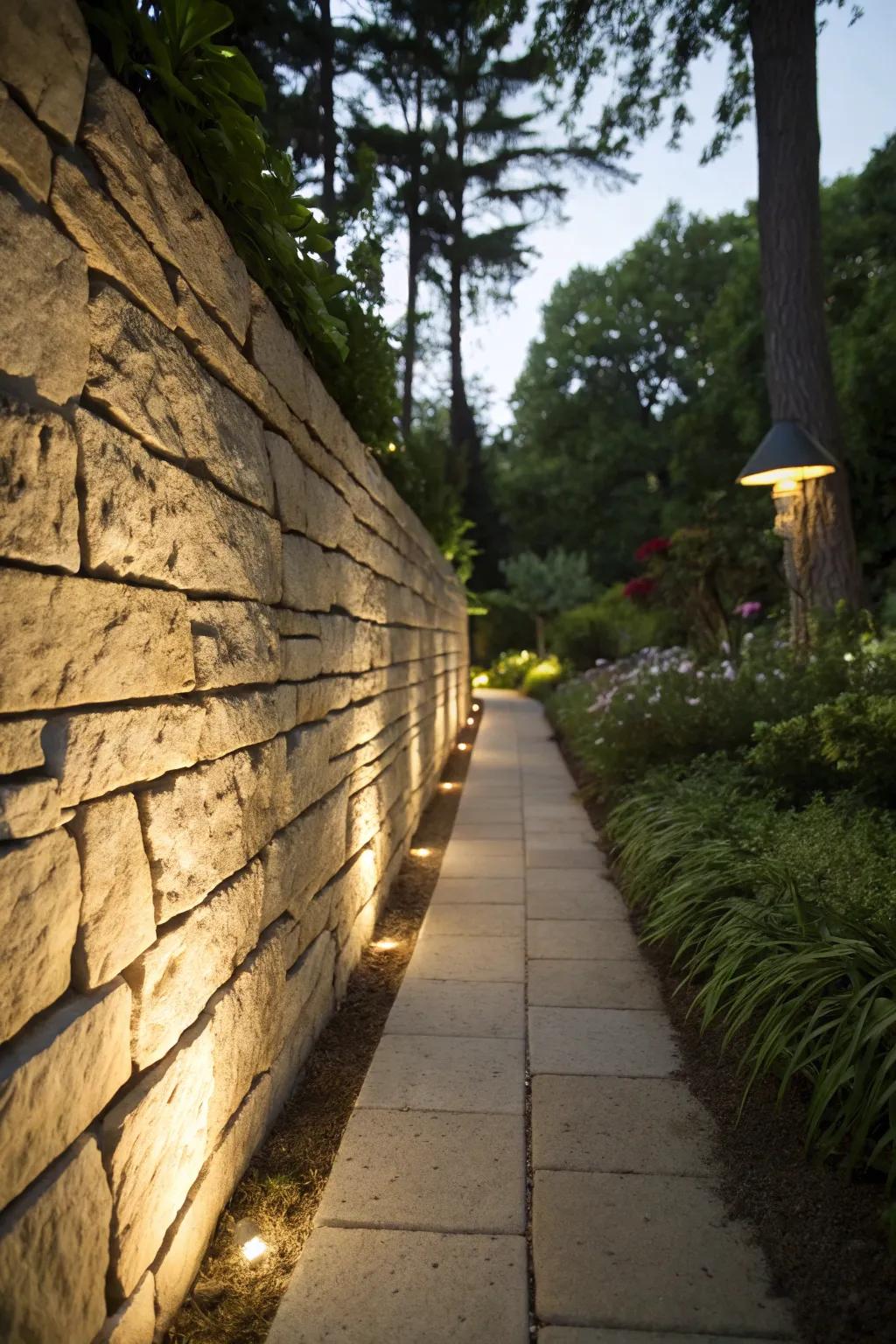 Uplighting enhances texture and creates depth in garden design.