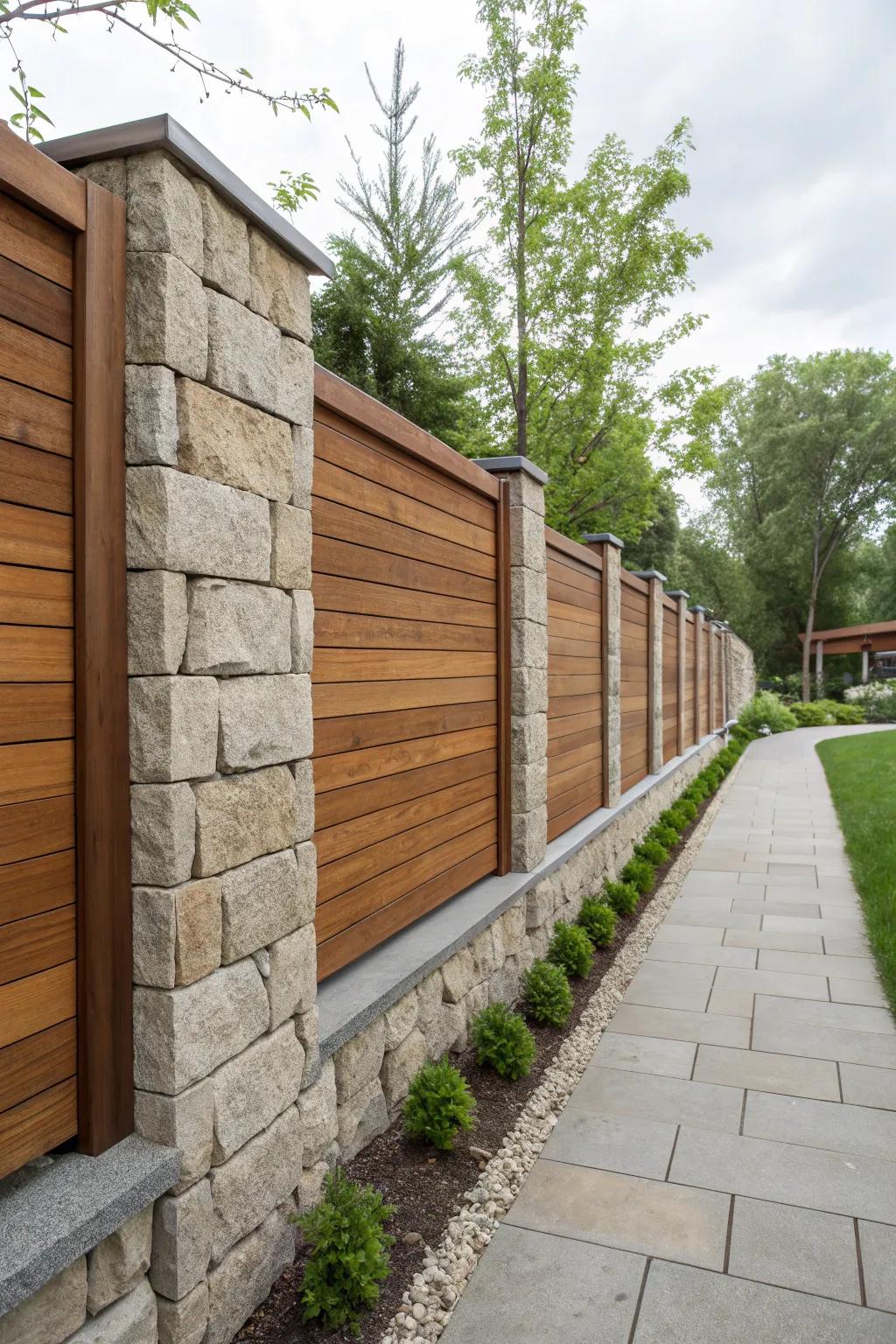 Mixed materials create unique and eye-catching walls.