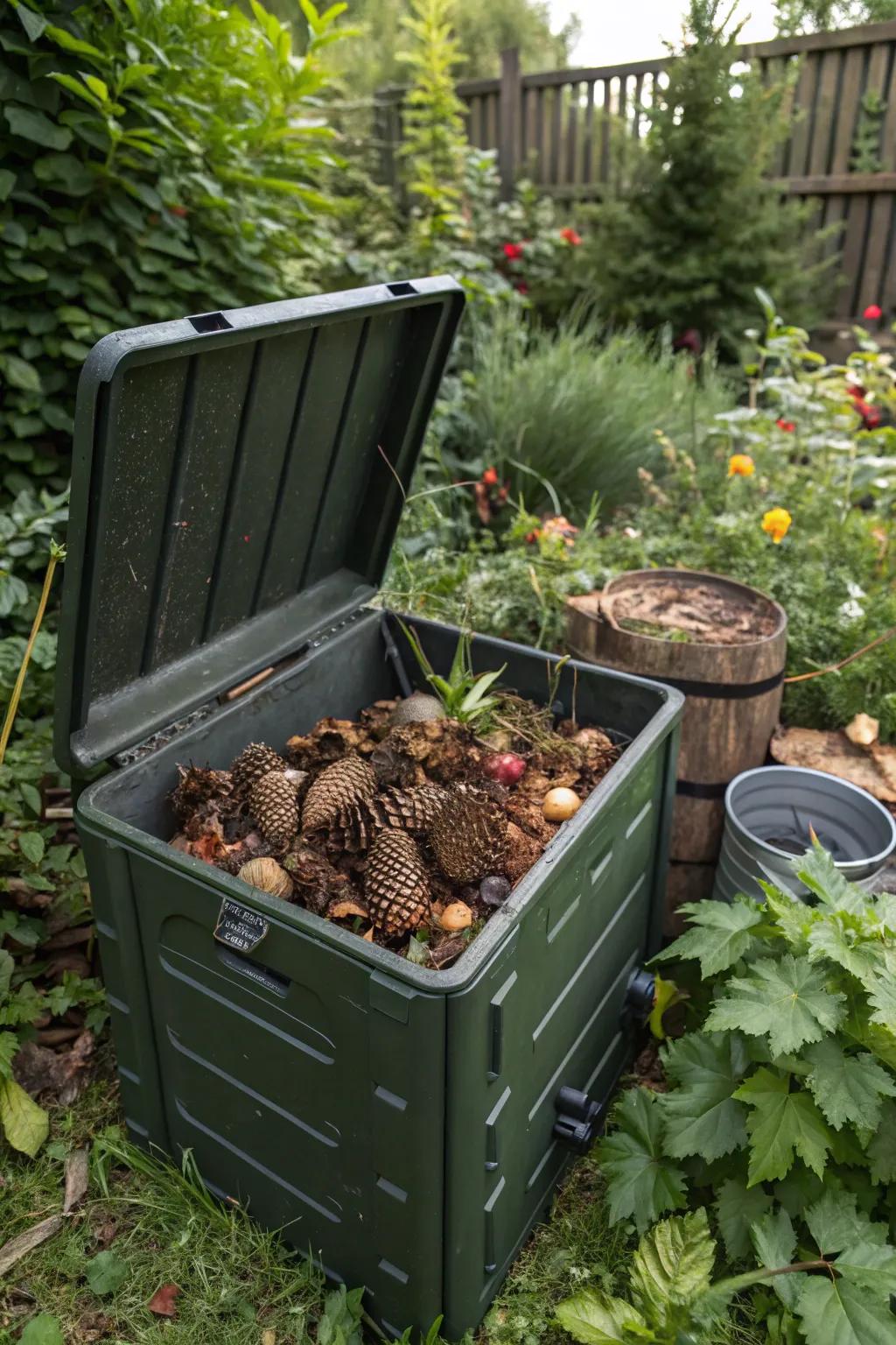 Pinecones act as a valuable component in compost.