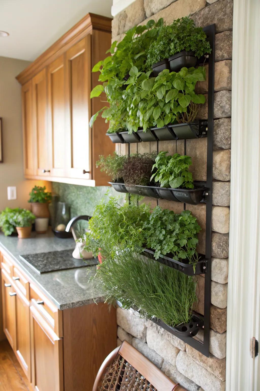 Invigorate your cooking area through a vertical herb garden.