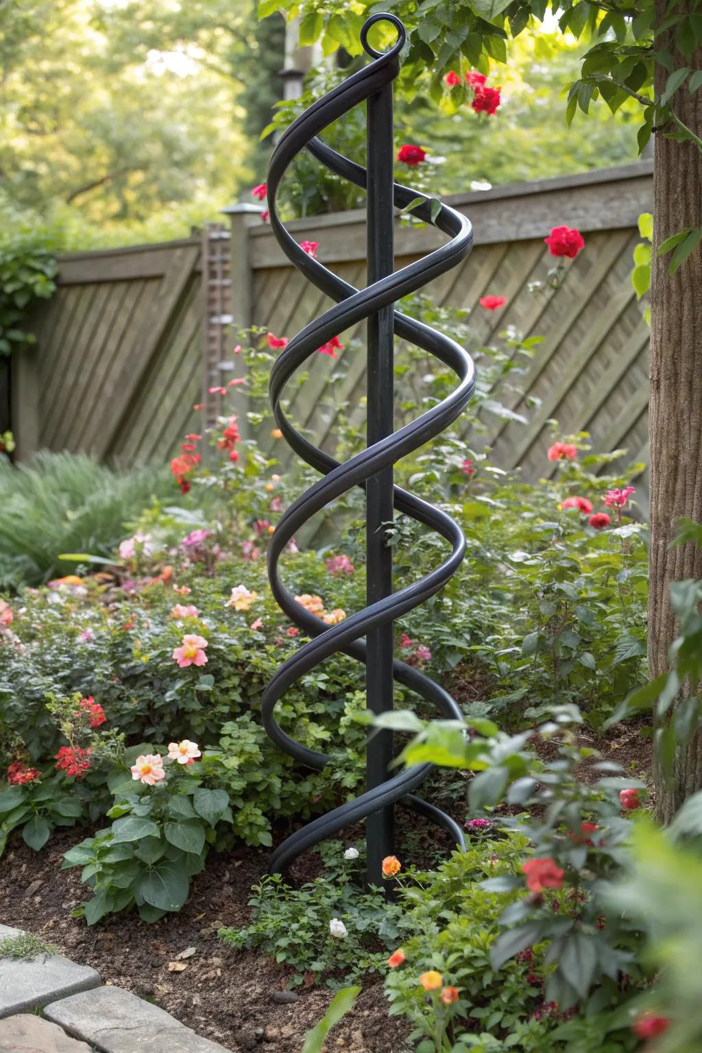 Elevate your garden's charm with a DIY spiral trellis masterpiece.