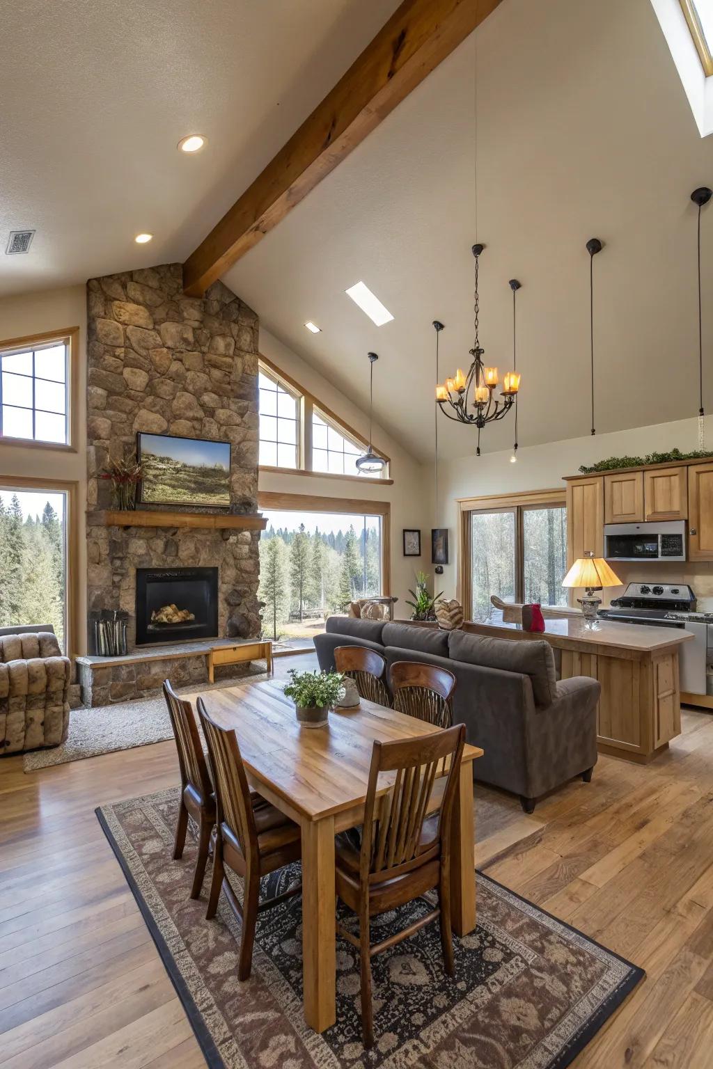 An open floor plan brings a modern, spacious feel to this ranch house.