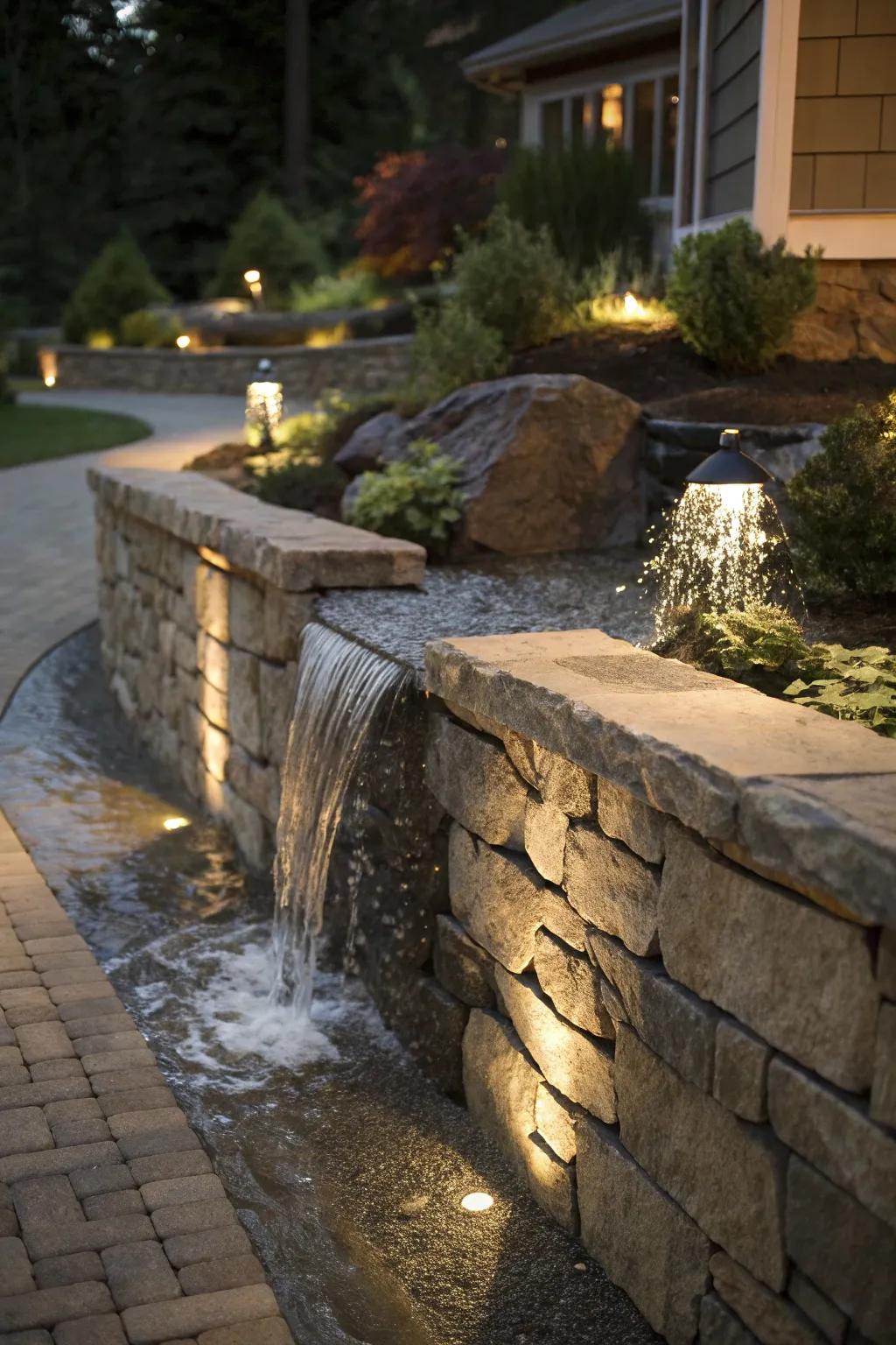Revamp your area with the calming essence of a magnificently designed cascade element.