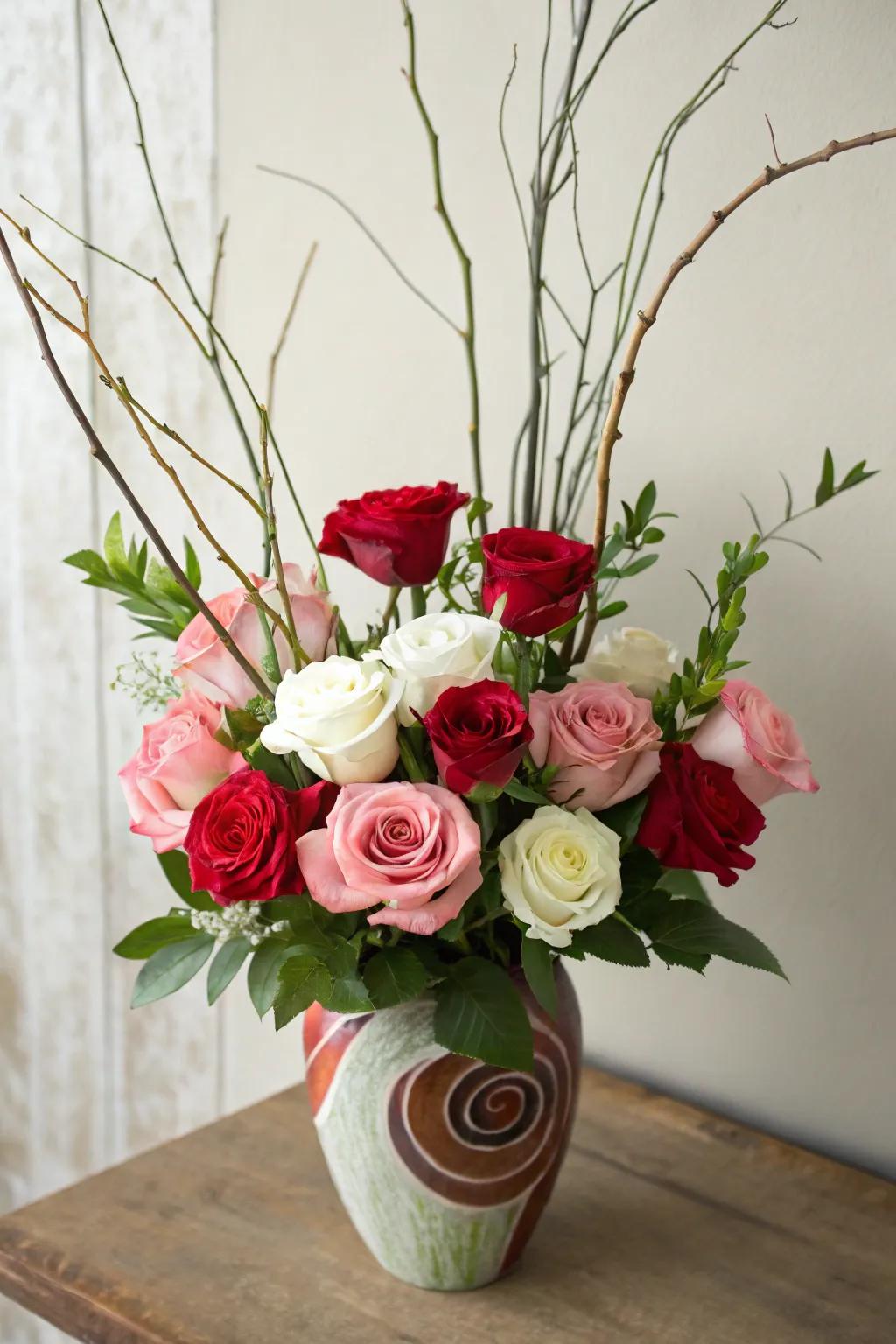 Asymmetrical bouquet for an artistic home decor.