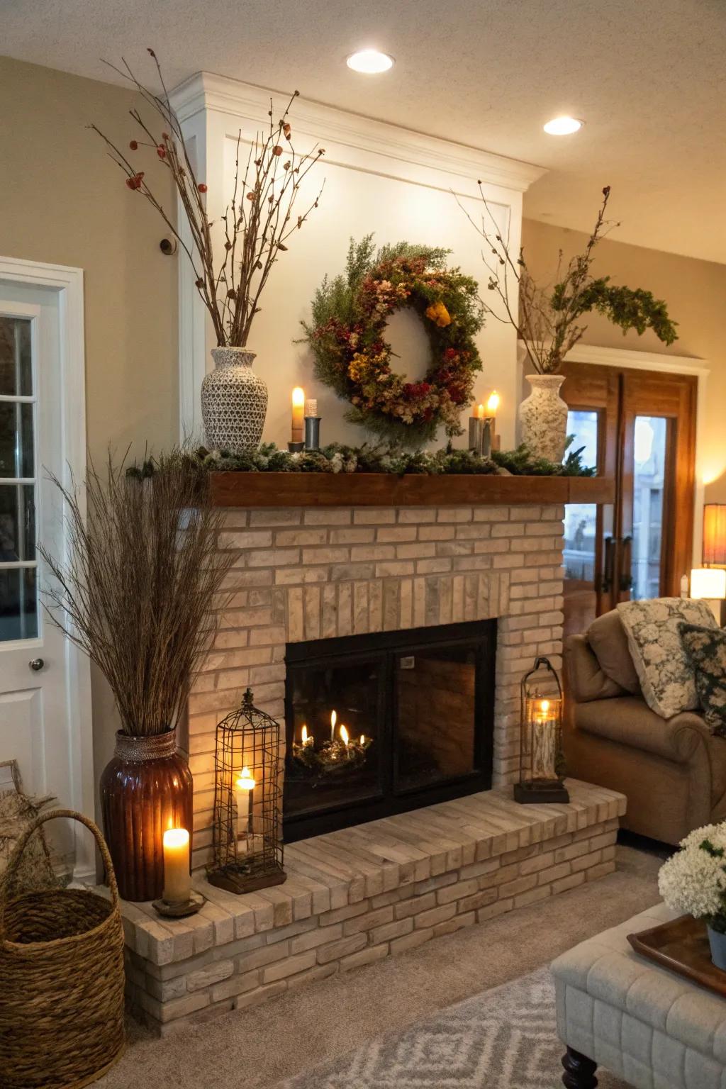 Mantel decor allows for easy seasonal updates to your fireplace.