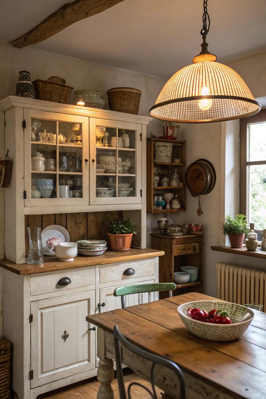 Vintage accents add charm and character to the space.