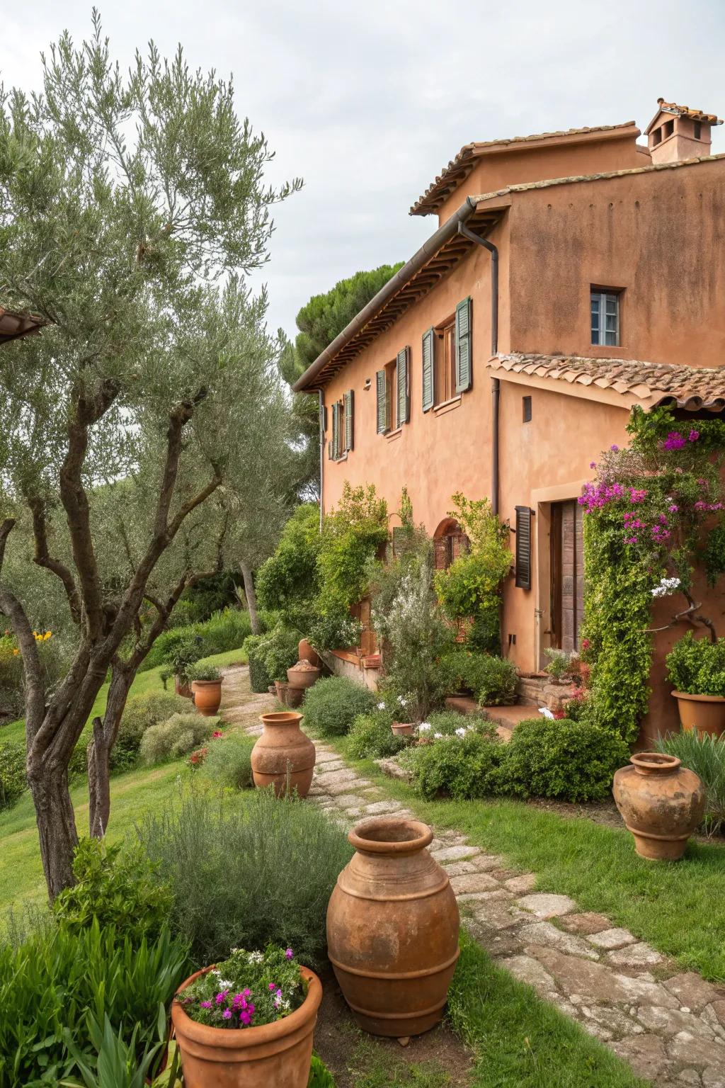 Terracotta siding for a cozy, Mediterranean-inspired home.