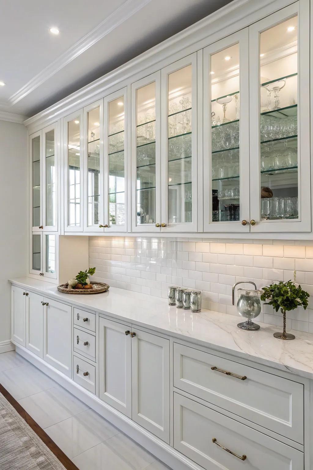 Crystalline details that support the kitchen's airy essence.