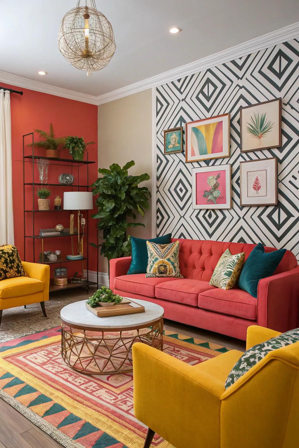 Infuse energy with bold colors in your Sims 4 living room.