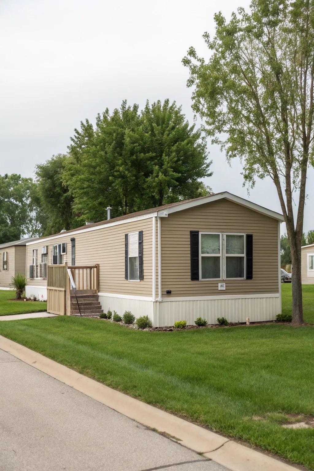 Sophisticated neutrals deliver a calm, elegant backdrop for your mobile home.
