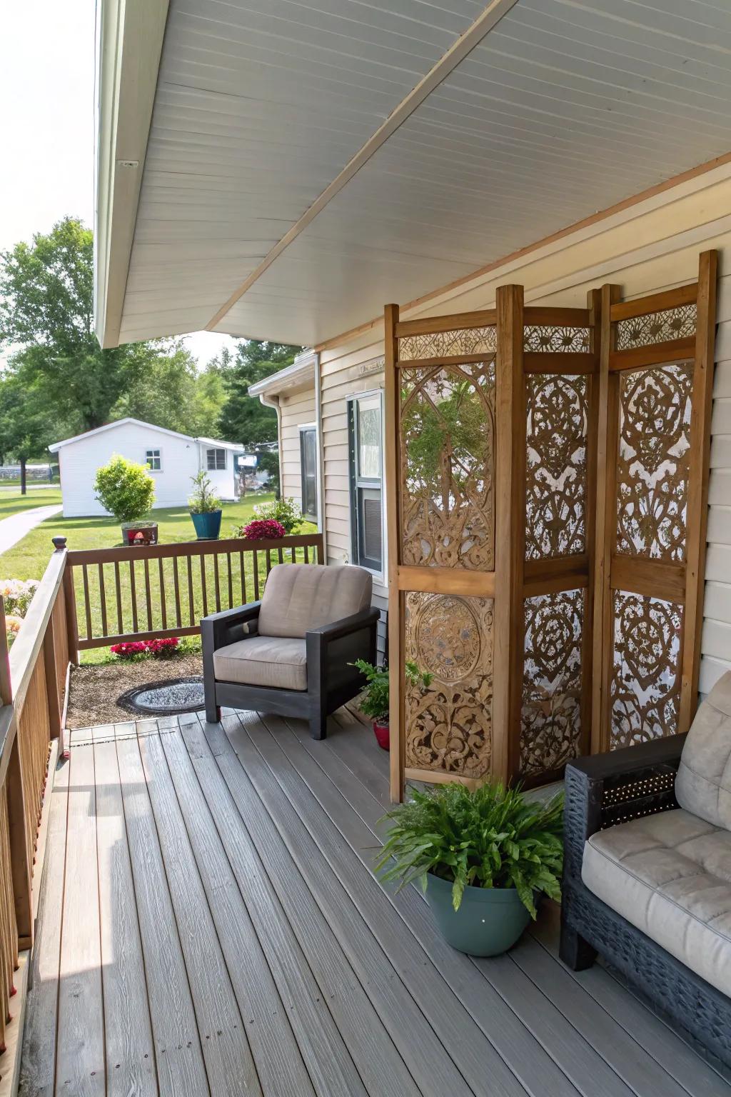 Privacy panels contribute privacy and style.