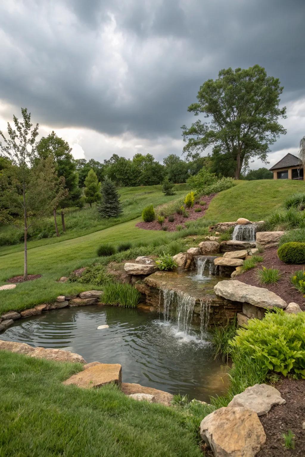 Water features infuse peace and tranquility.