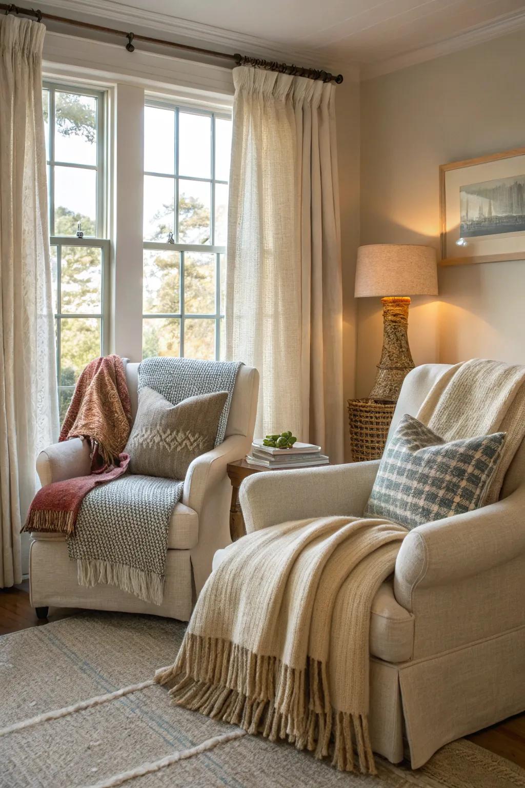 Mixing textures creates a rich and inviting atmosphere.