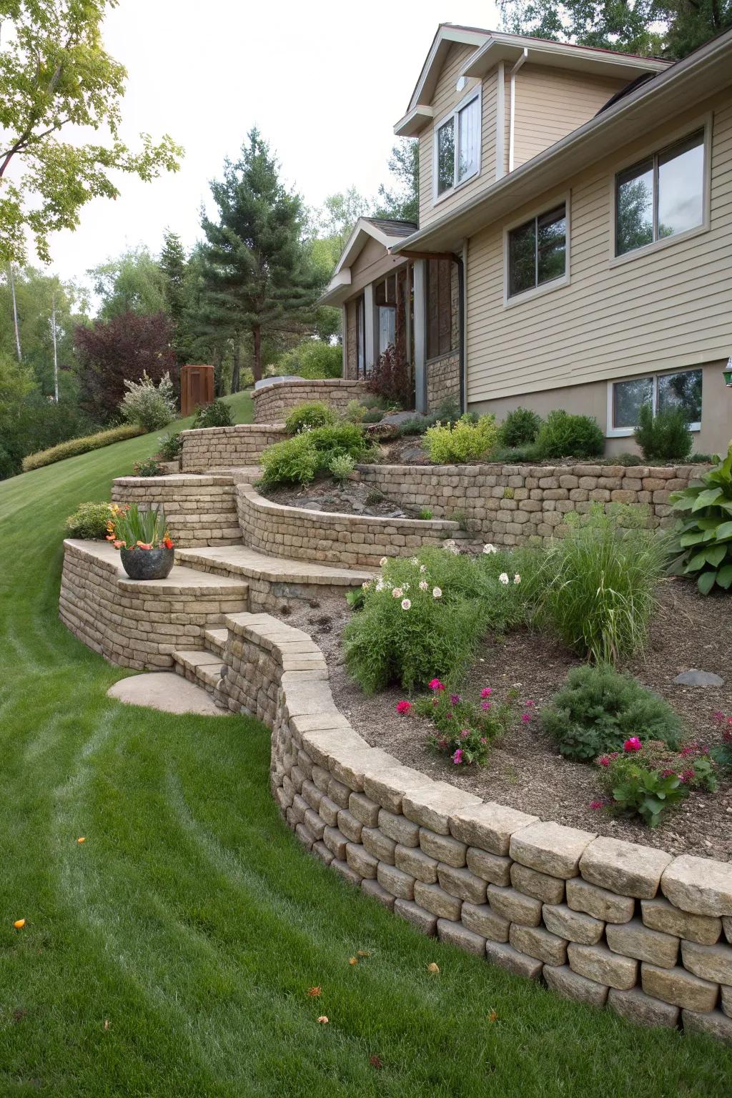 Terracing adds function and beauty to slopes.