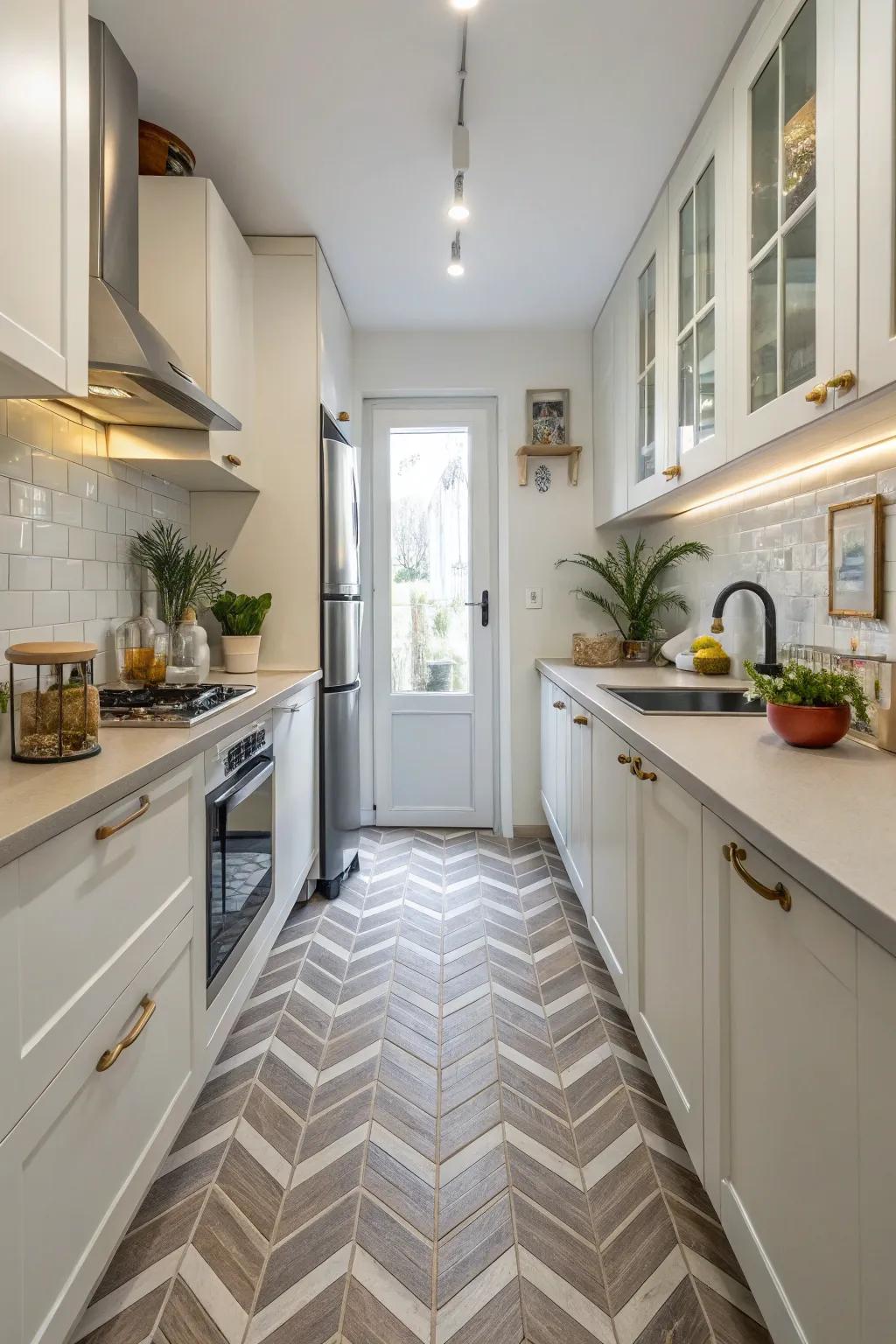 Angular flooring enhances the sense of space.