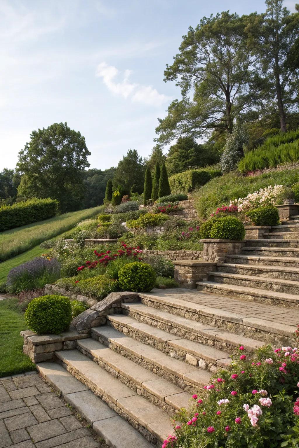 Terraced stone steps