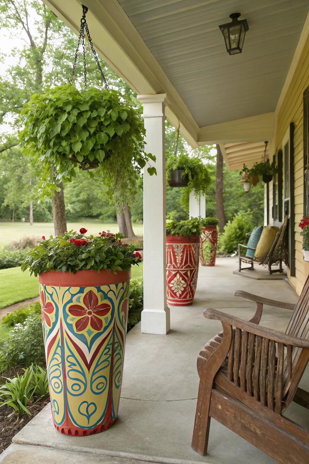 Painted planters can become instant art pieces.
