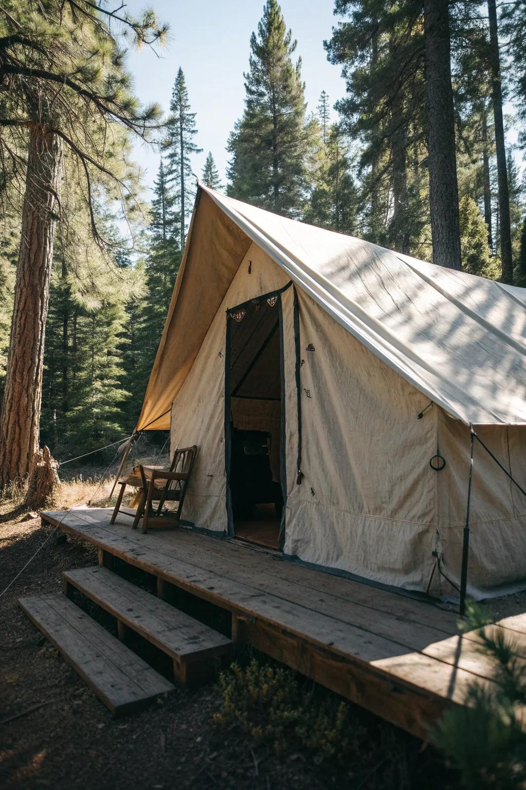 Invite nature into your living room with a handcrafted tarp porch.