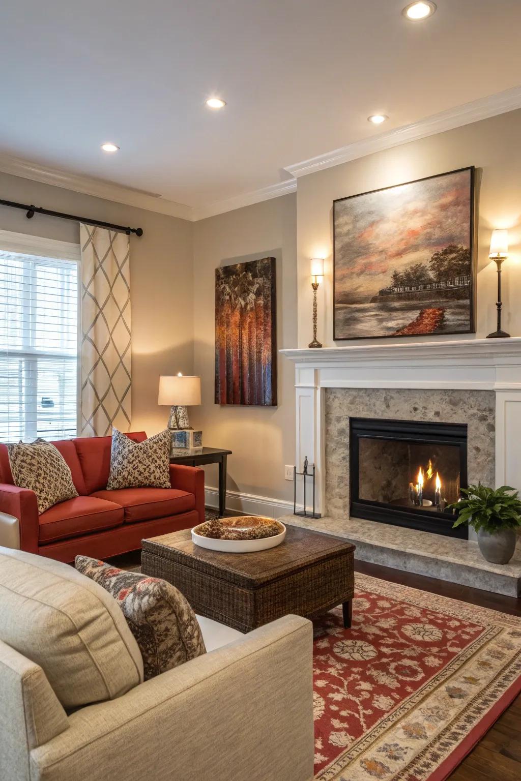 A focal point anchors the room and draws attention.