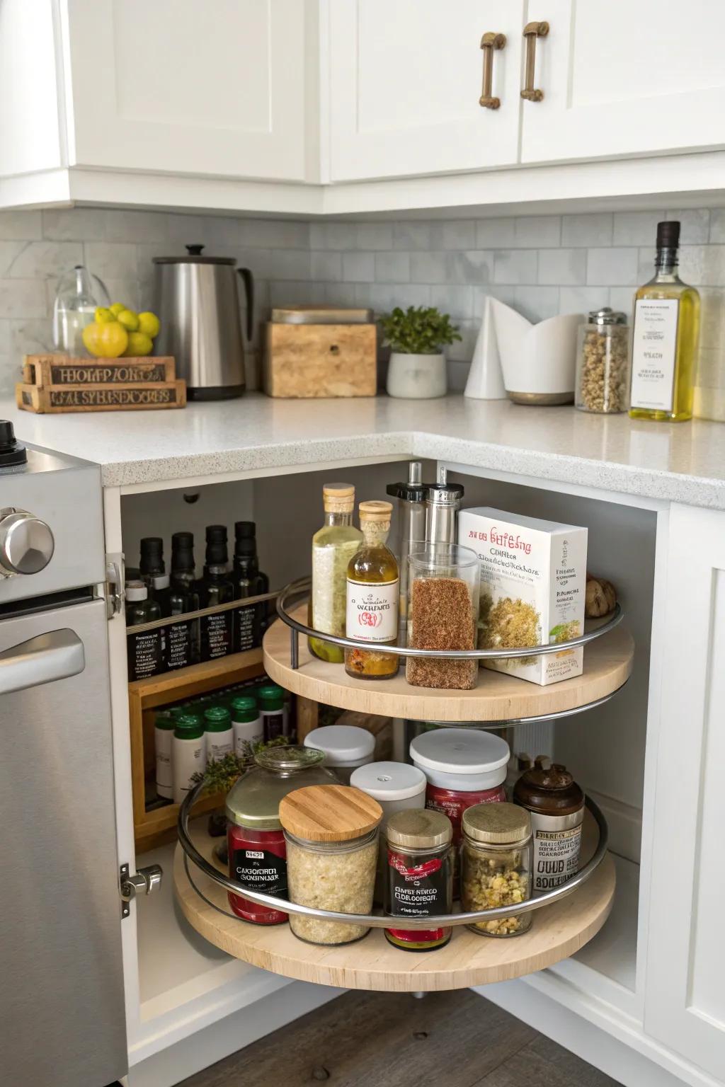 Revolving platforms simplify item management.