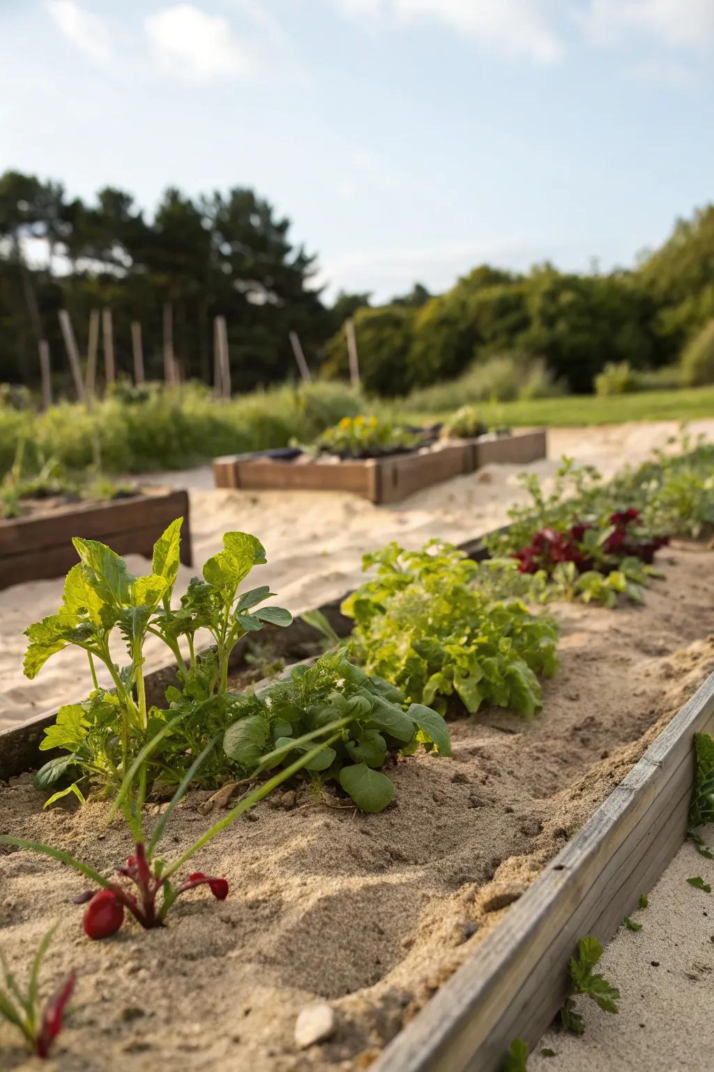 Create airy garden beds with sand for healthier plants.
