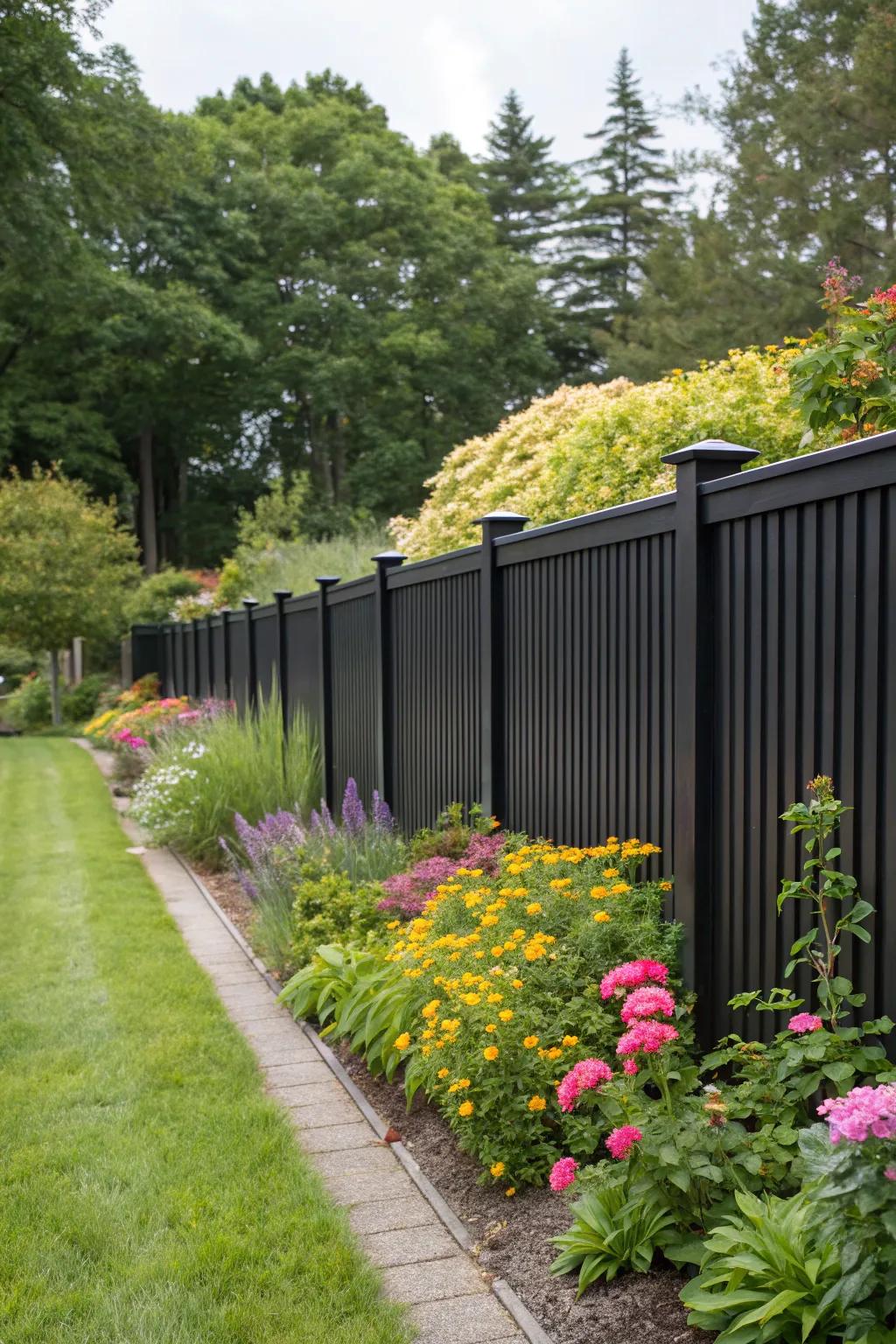Bold and modern with black vinyl fencing.
