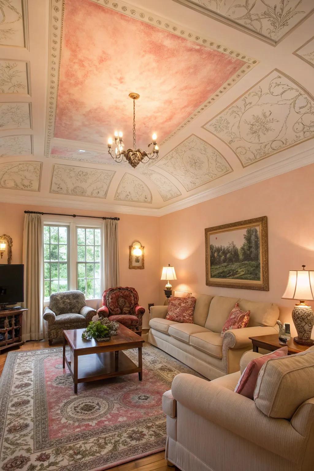 A painted ceiling can add a dramatic effect.