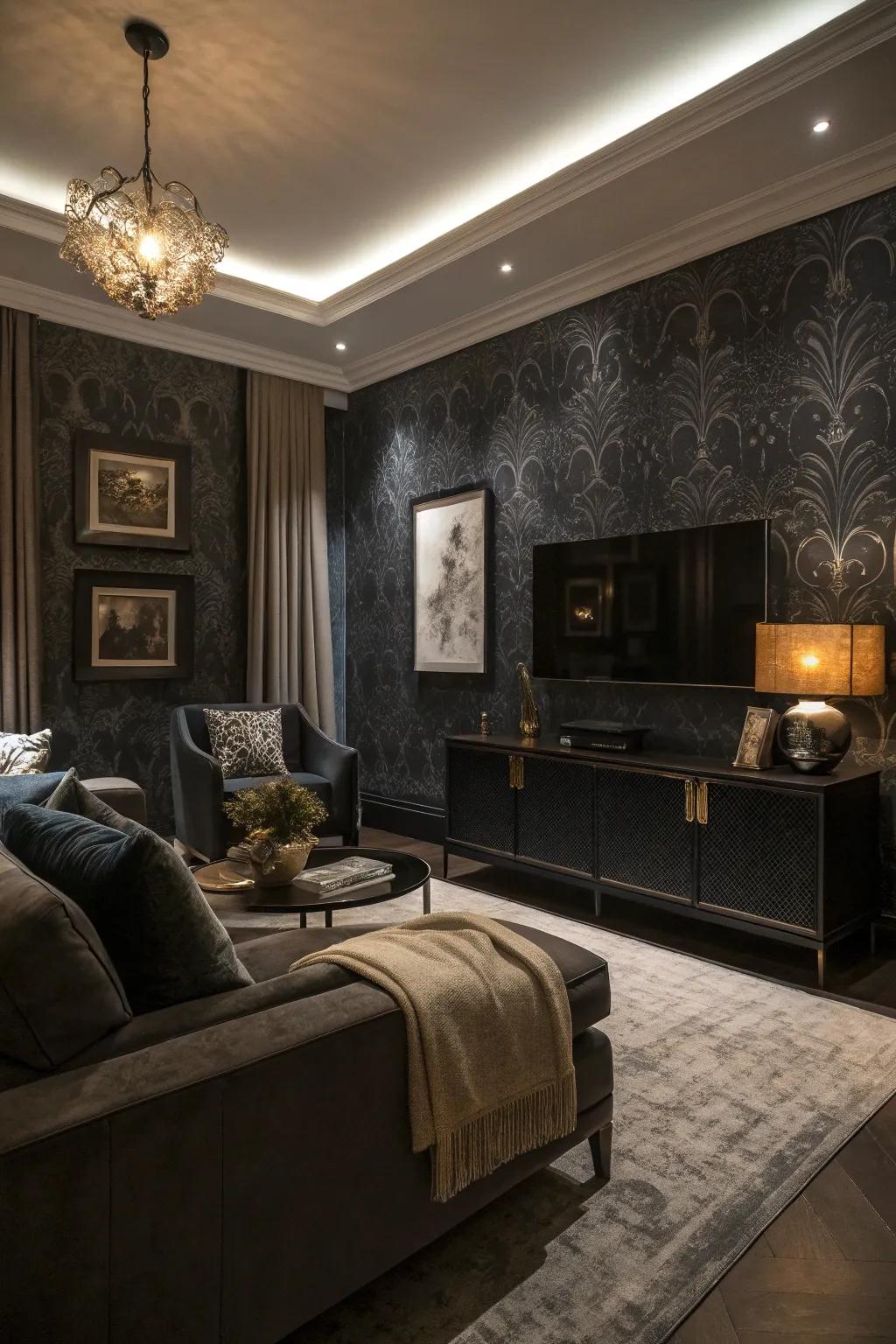 Create drama using dark colors for a sophisticated and intimate setting.