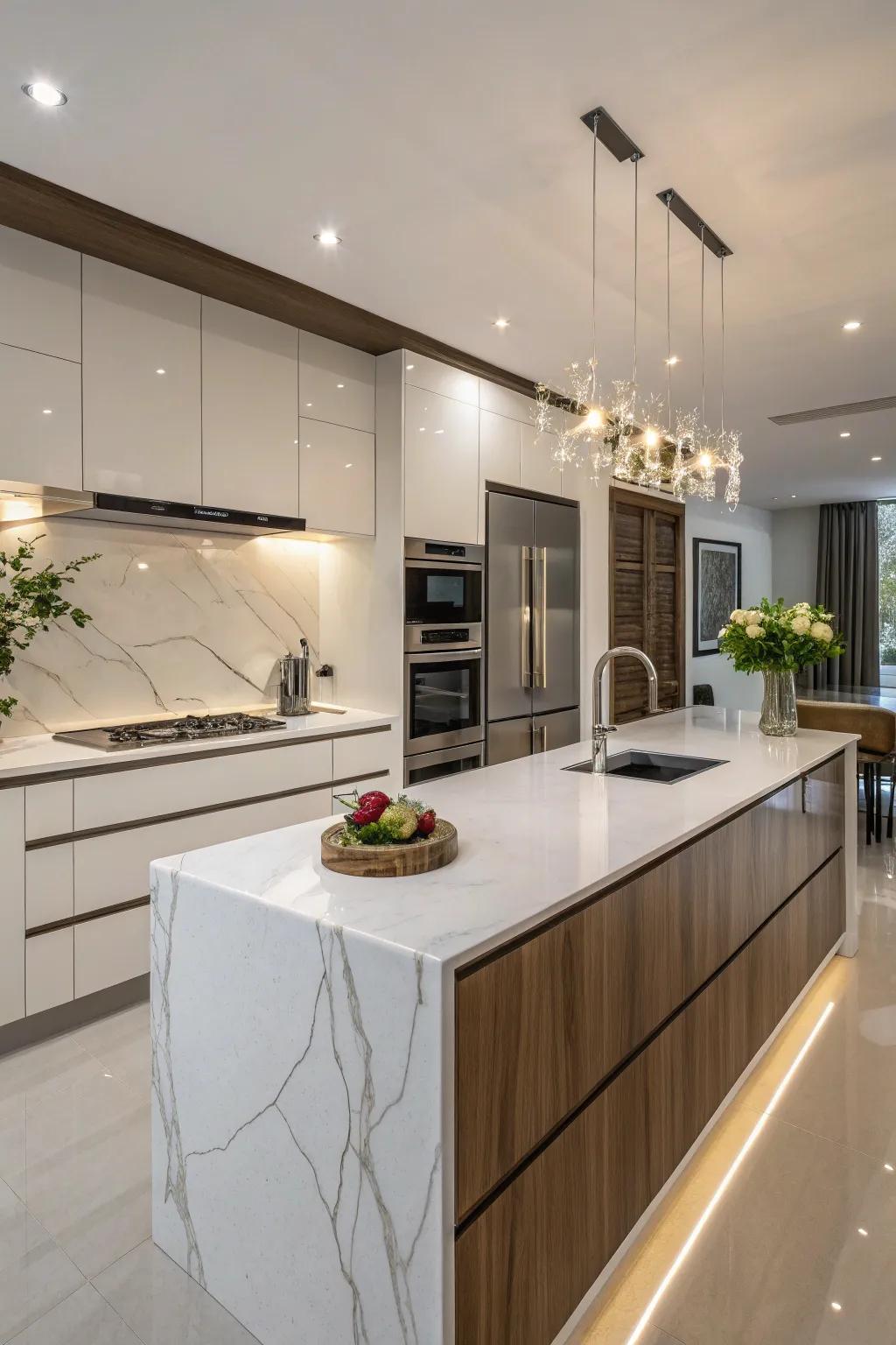 Porcelain countertops offer a sleek, durable, and elegant kitchen solution.