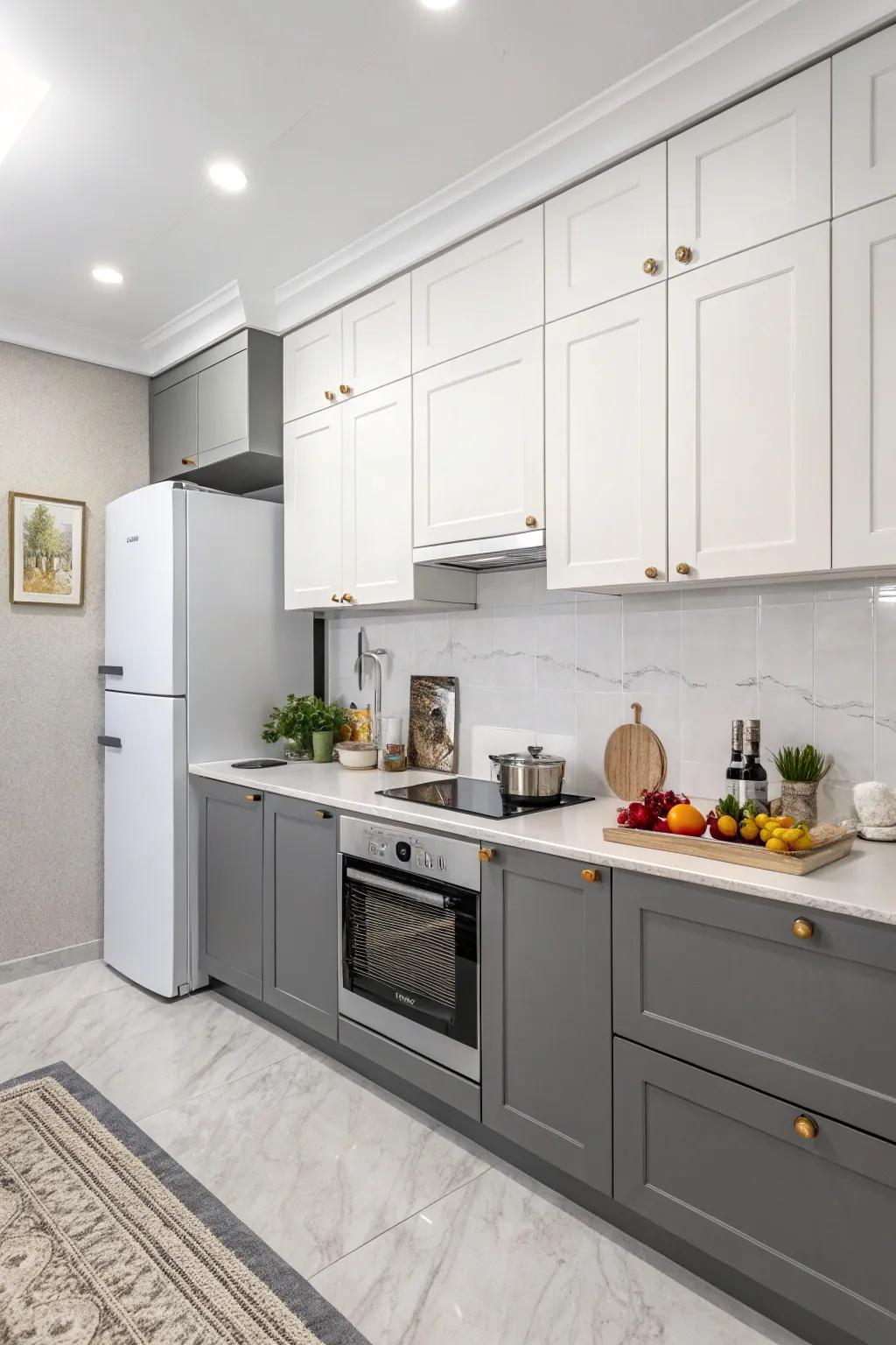 Uncluttered decorations amplify the kitchen's elegance.