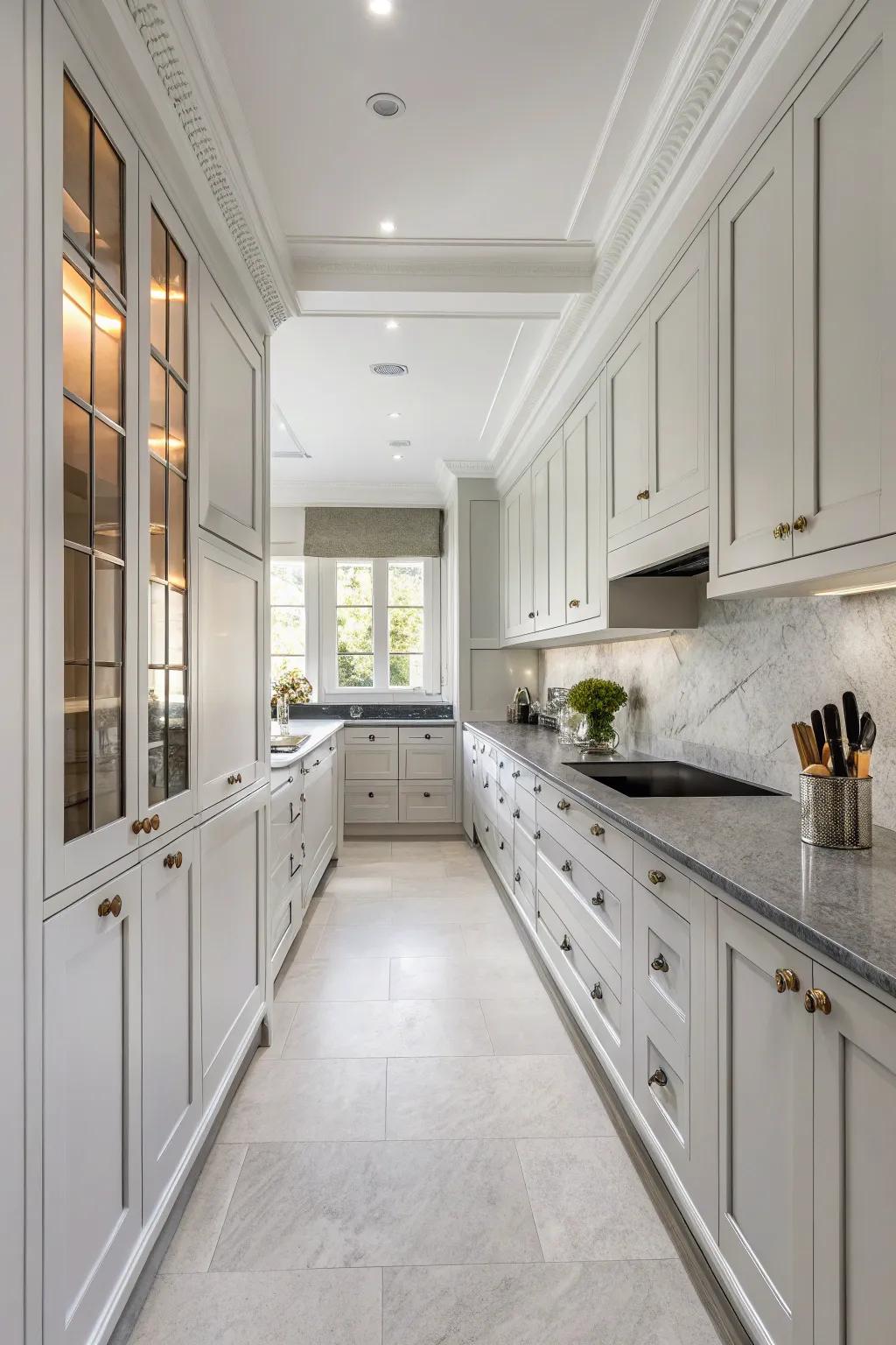 Ceiling-height cabinets maximize space and add elegance.