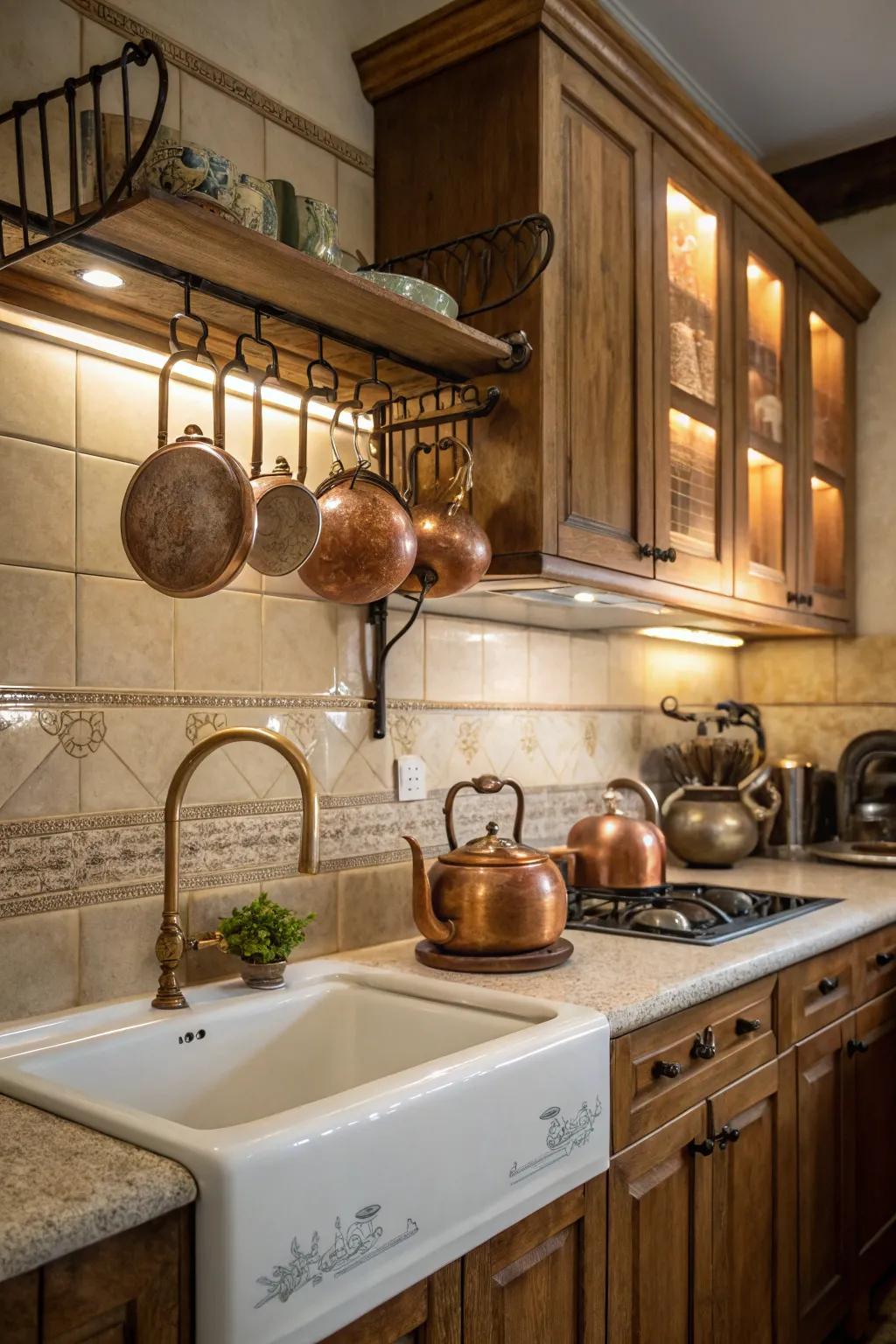 Antique tools add character and historical depth to your kitchen.