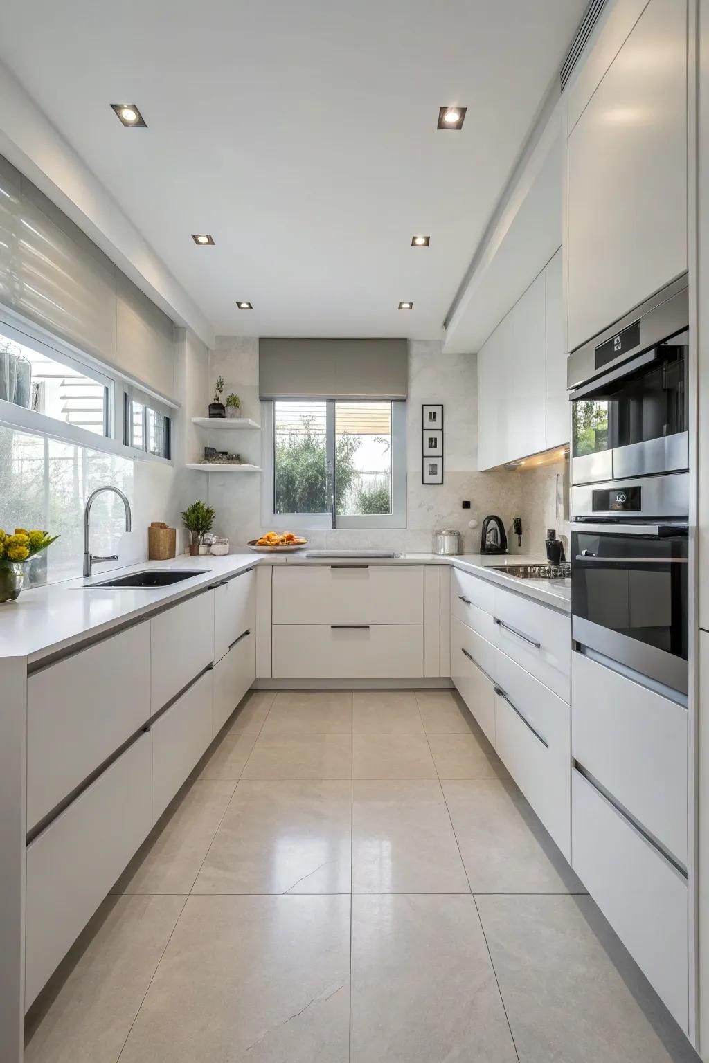 Concealed compartments maintain a sleek and functional design.